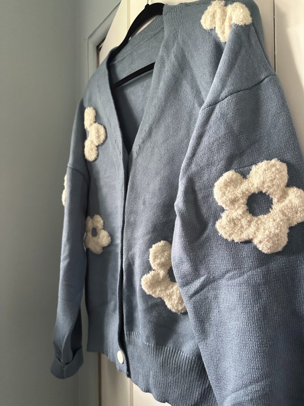 Cider V-Neck Graphic Floral Button Cardigan Blue 3XL - Picture 2 of 3